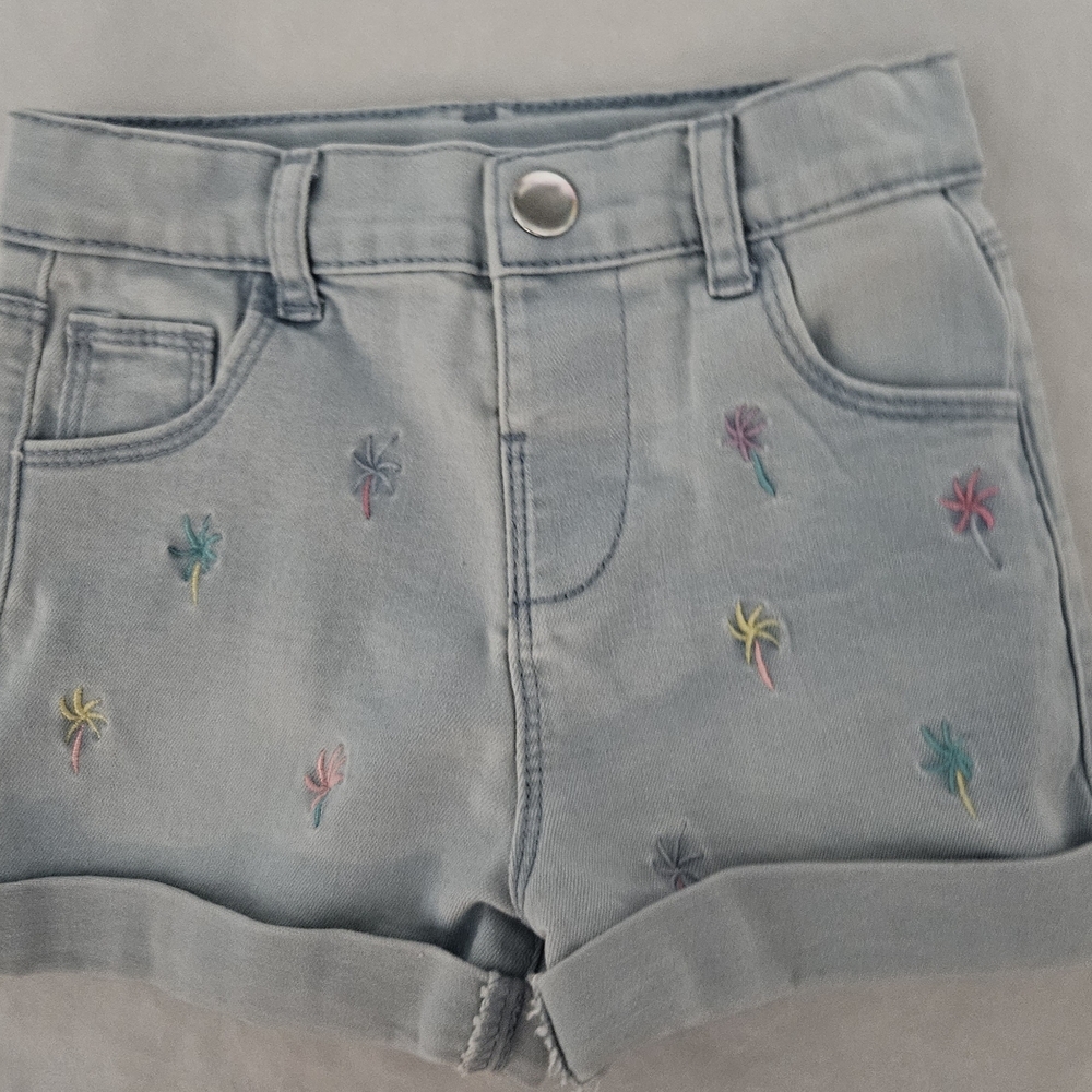 Primark Light Blue Kids Shorts with Embroidered Palms
